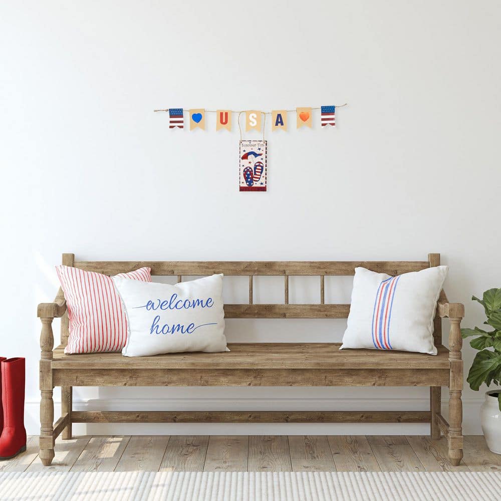 USA Summer Fun Welcome Patriotic Hanging Wall Decoration-12.75 in. - Hercitys