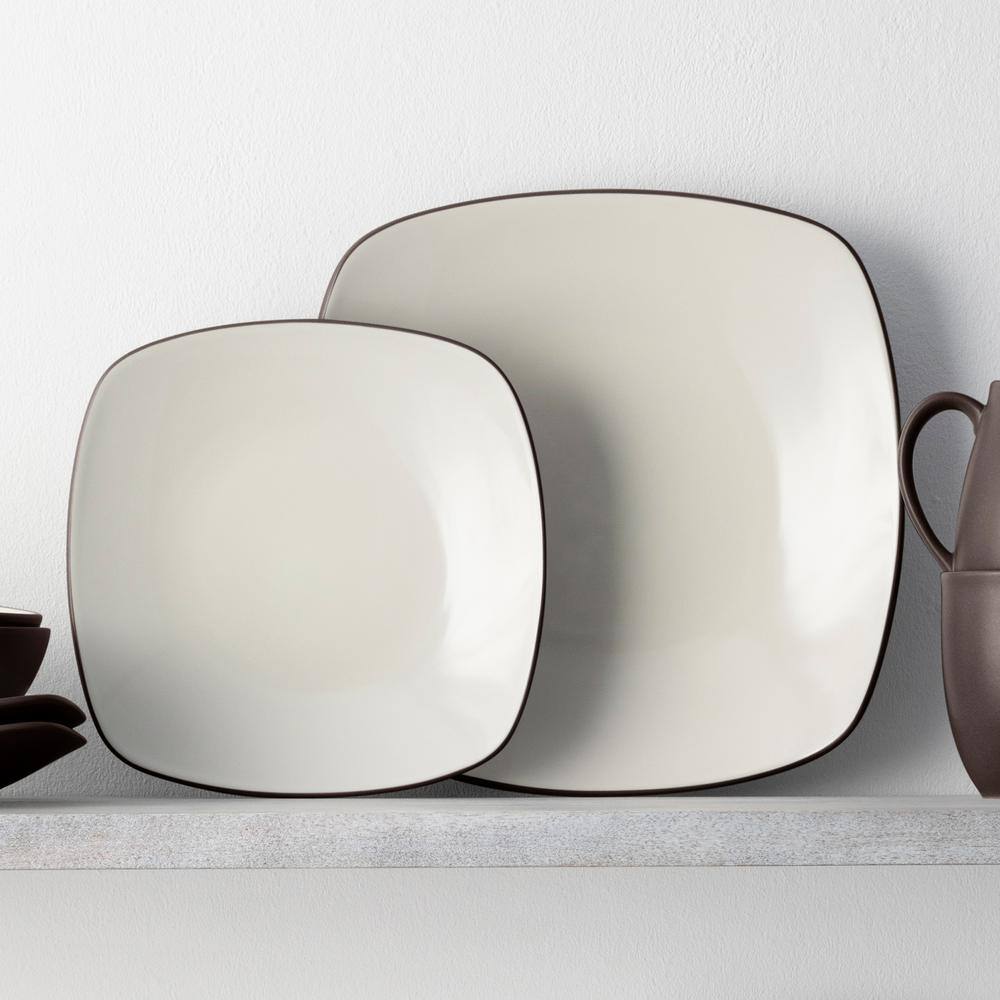 Colorwave Chocolate 8.25 in. (Brown) Stoneware Square Salad Plates, (Set of 4) - Hercitys