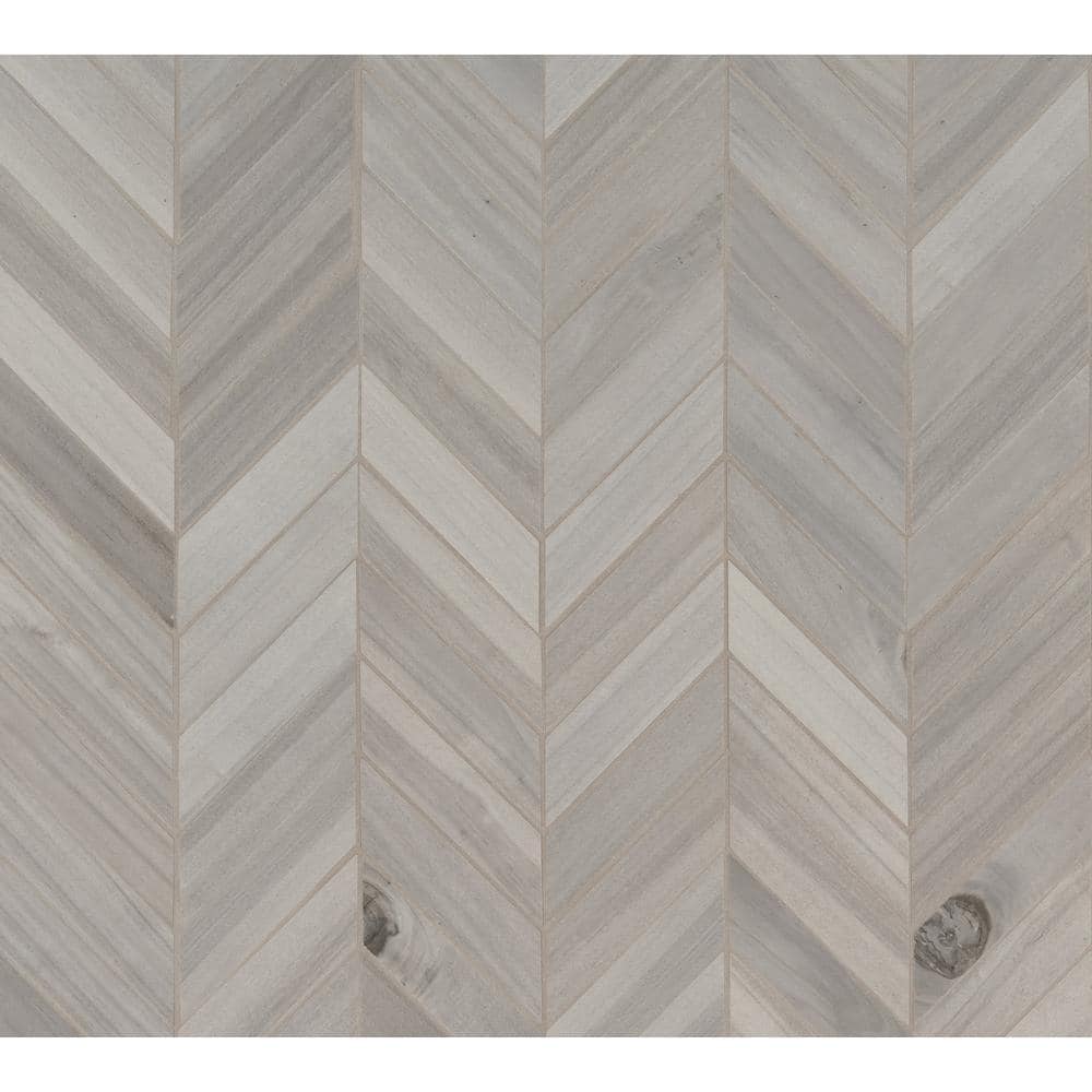 Havenwood Platinum Chevron 12 in. x 15 in. x 0.31 in. Matte Porcelain Mesh-Mounted Mosaic Tile (10 sq. ft./Case) - Hercitys