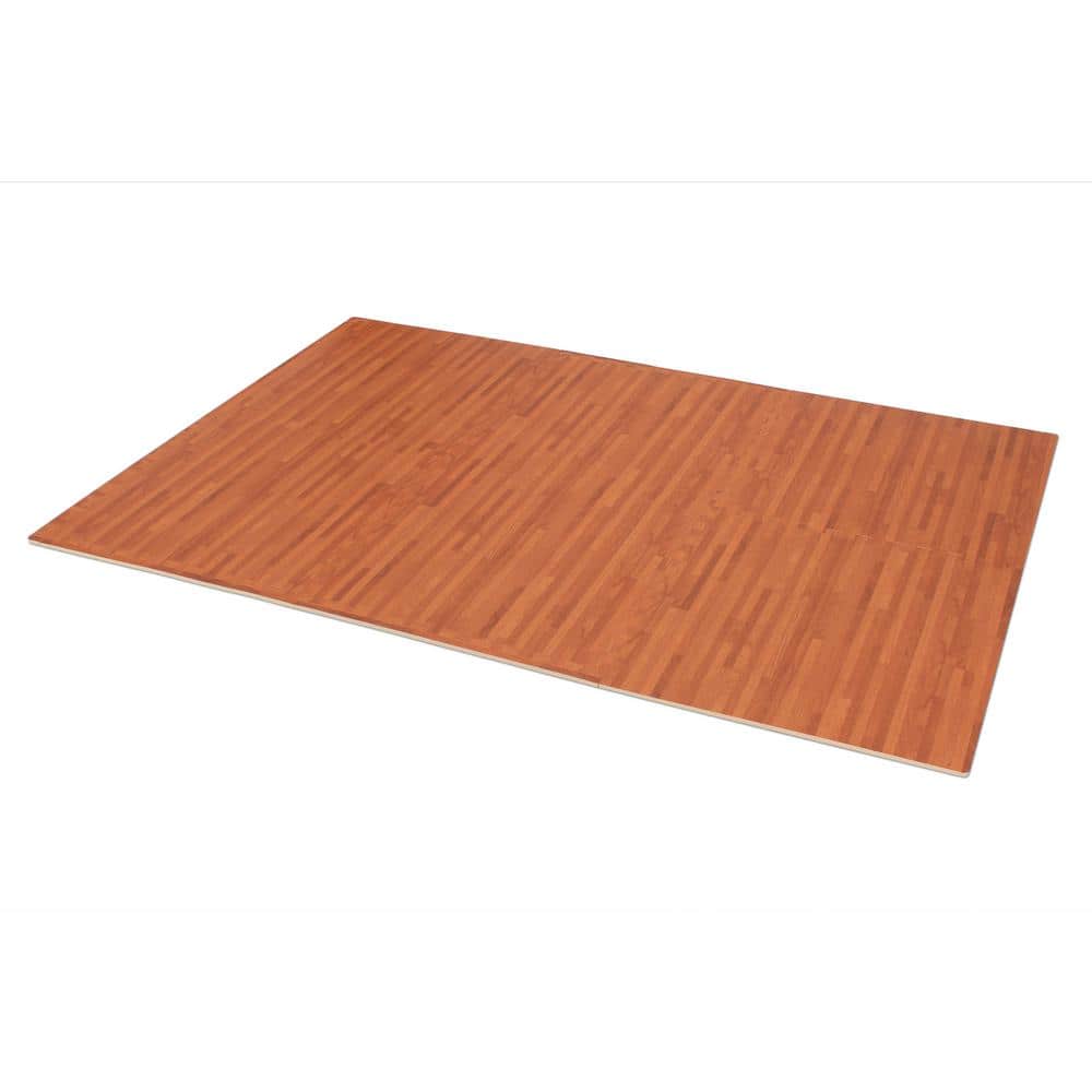 Mahogany Printed Wood Grain 24 in. x 24 in. x 3/8 in. Interlocking EVA Foam Flooring Mat (24 sq. ft. / pack) - Hercitys