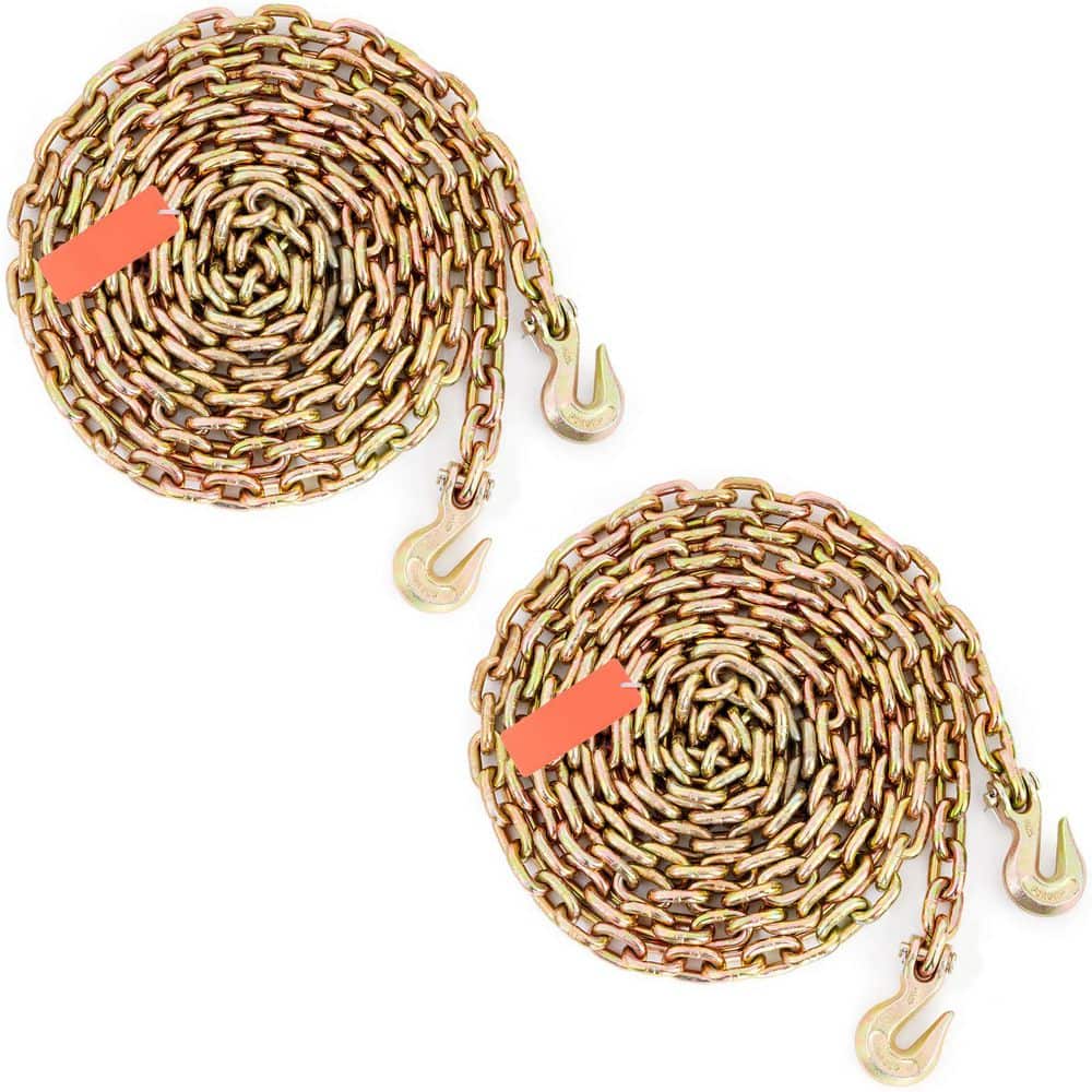 Transport Binder Chain, 7,100 lbs. Working Load Limit, 3/8 in. x 20 in. G80 Tow Chain Tie Down with Grab Hooks - Hercitys