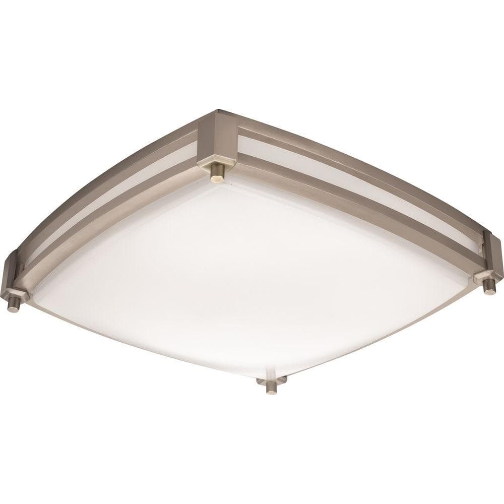Square Saturn 13 in. Brushed Nickel LED Flush Mount (3000K) - Hercitys