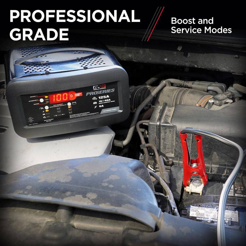 DSR Professional Grade 6 and 12 Volt, 125 Peak Amps, Battery Charger and Engine Starter - Hercitys