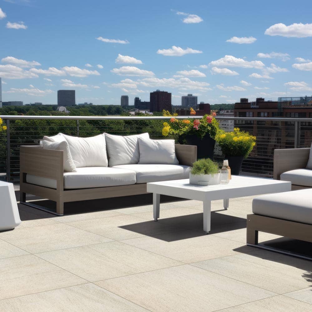 Living Style Beige 2 cm. x 24 in. x 24 in. Matte Porcelain Stone Look Paver (256 sq. ft./pallet) - Hercitys