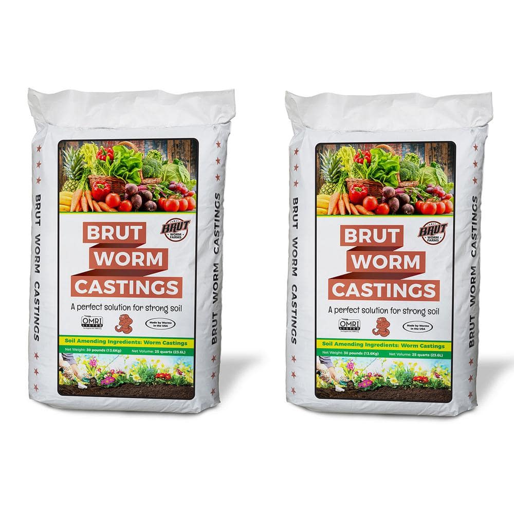 Organic Worm Castings Soil Builder, 30 Pound Bag (2-Pack) - Hercitys