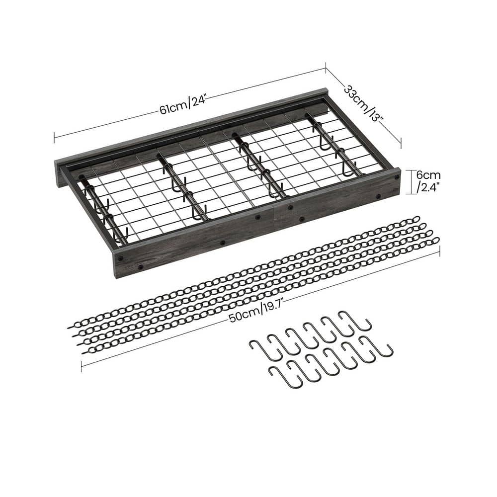 Charcoal Black Vintage Hanging Pot Rack with 12 S-Shaped Hooks, Ceiling Mounted Pot Hanger, Pot Storage Organizer - Hercitys
