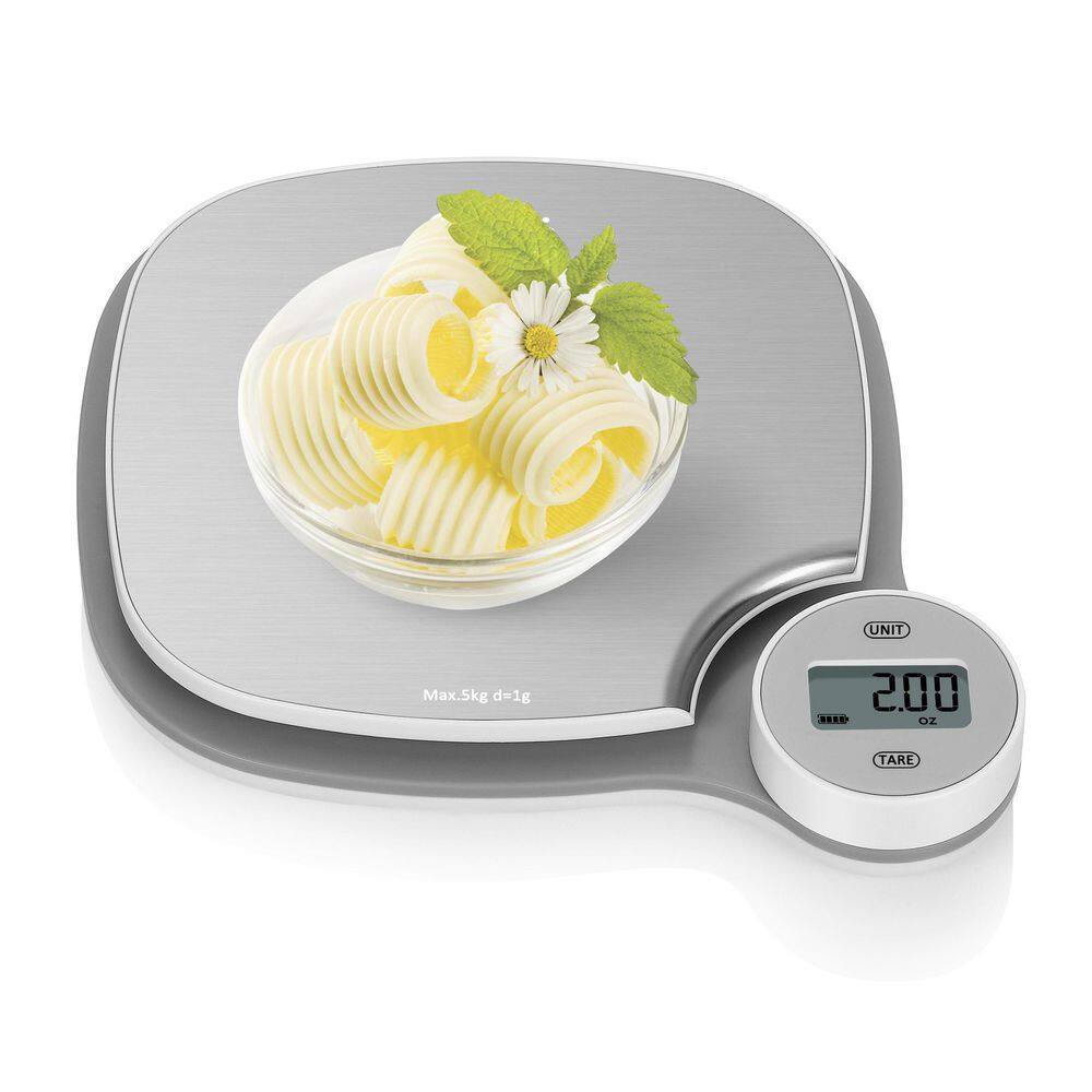ZK27 LCD Kitchen Food Scale in Stainless Steel, with Battery-Free Kinetic Charging Technology - Hercitys