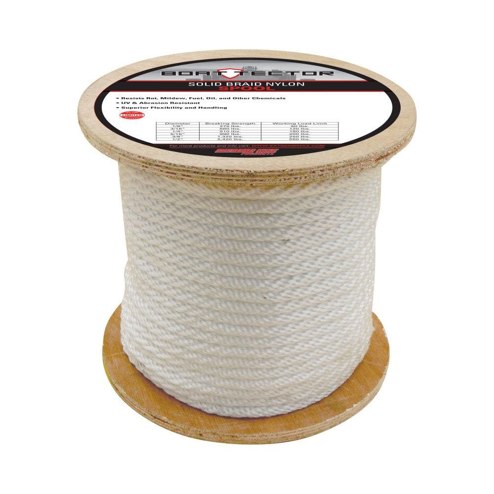 BoatTector Solid Braid Nylon Rope – 1/2 in. x 500 ft., White - Hercitys