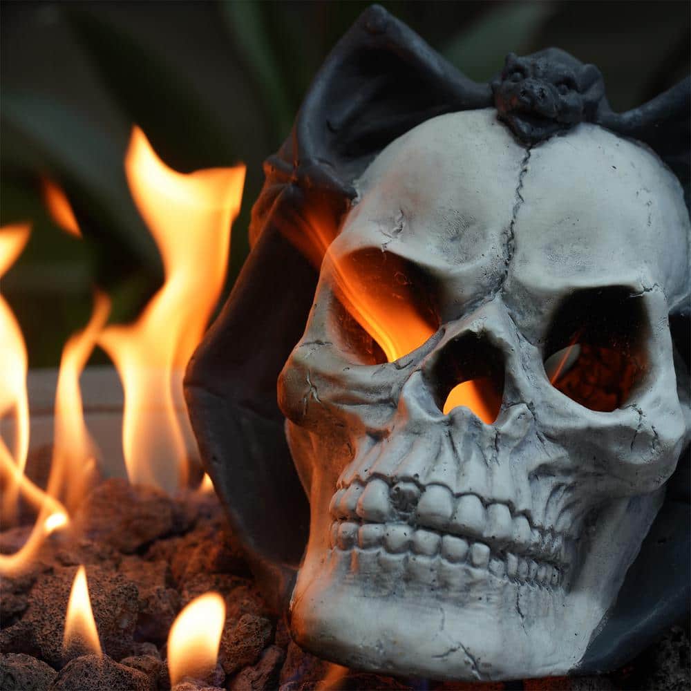 Fire Pit Demon Skull Gas Log for Ventless and Vent Free Halloween Decor - Hercitys