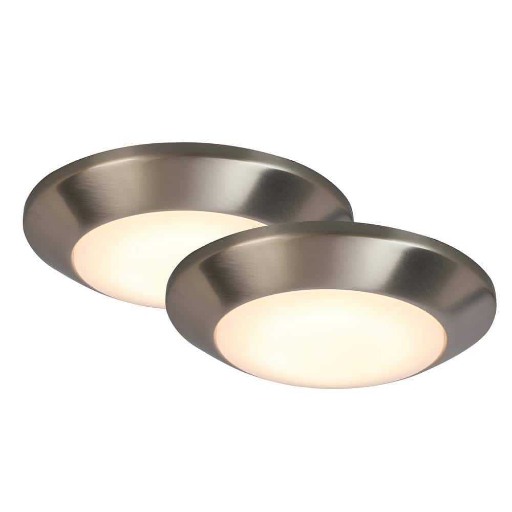 7 in. Brushed Nickel LED Flush Mount (2-Pack) - Hercitys