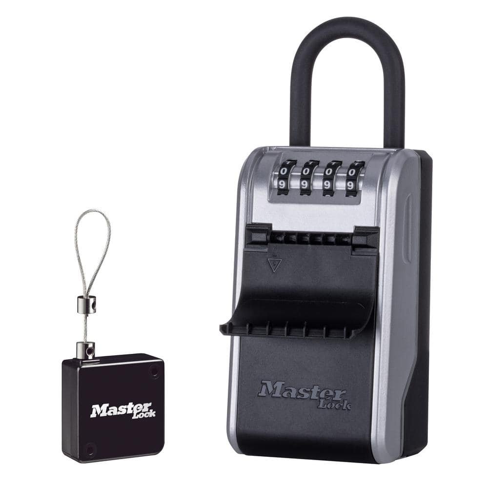Large Outdoor Lock Box with Combination Dial, Removable Shackle and Key Tether - Hercitys