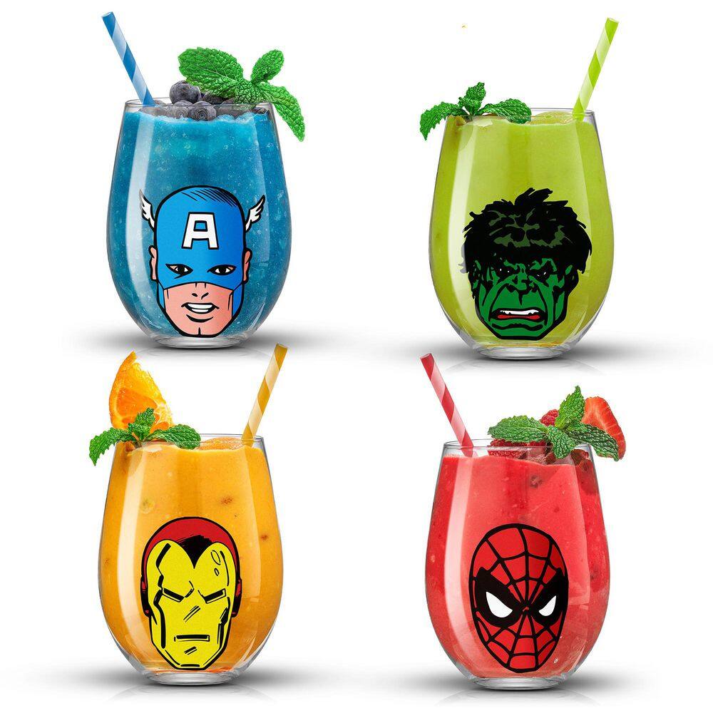 JoyJolt Marvel Spiderman Hero’s Stemless, 19-ounce, Set of 4 - Hercitys