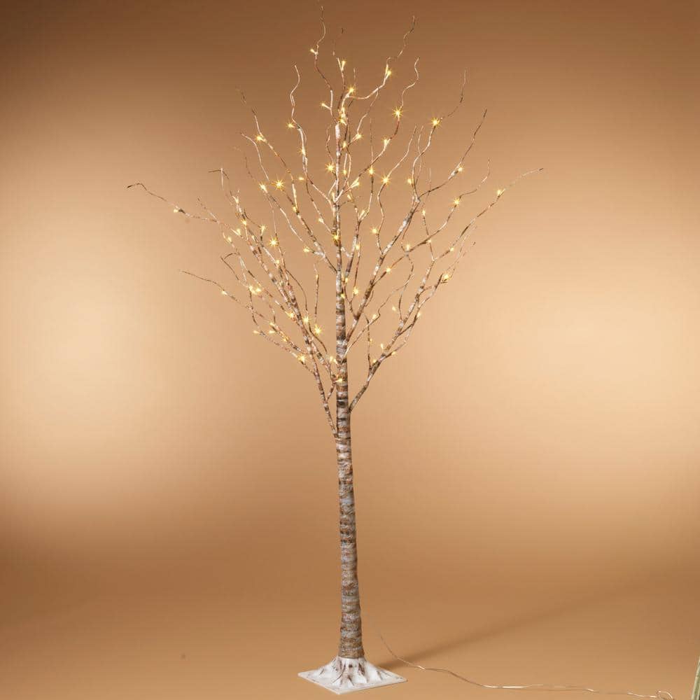 6 ft. H Electric Birch Bark Effect Lighted Tree with LED Warm White Lights - Hercitys