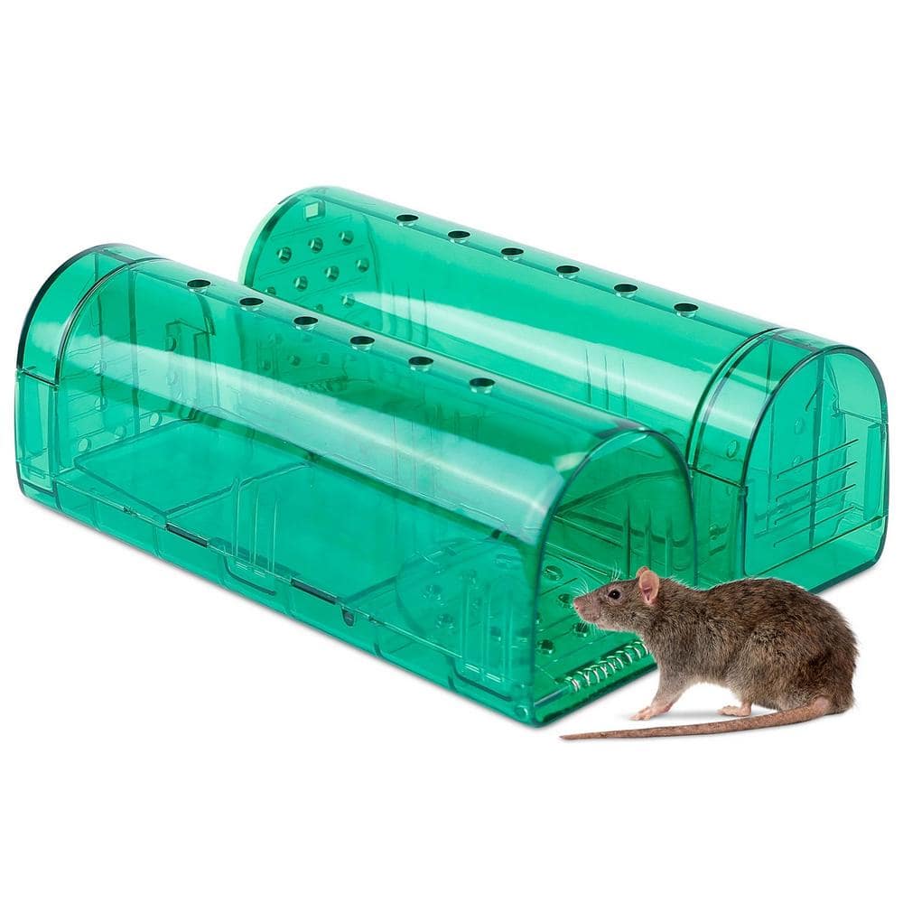 Green Outdoor/Indoor Reusable Humane Mouse Trap,Live Catch & Release Mouse Cage,Animal Pest Rodent Hamster Trap (2-Pcs) - Hercitys