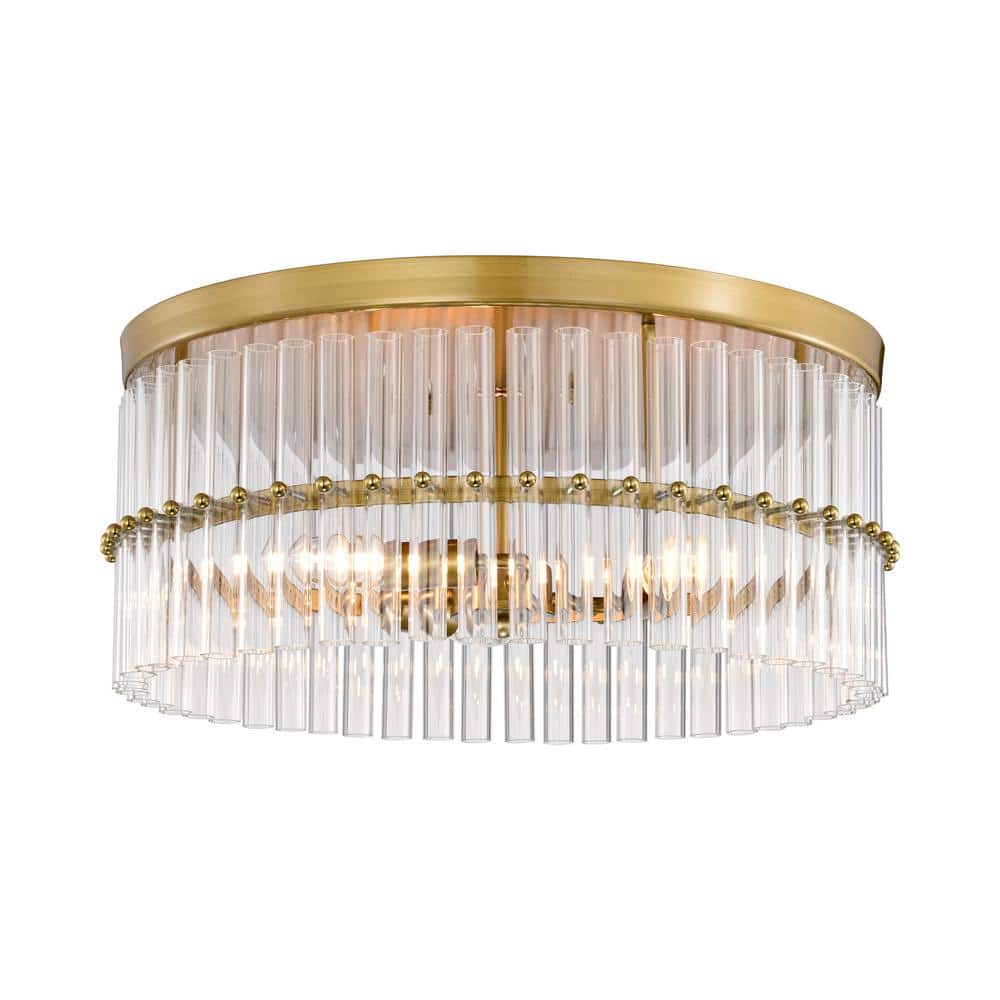 Fiona 18.3 in. Wide 3-light Brushed Brass Flush Mount - Hercitys