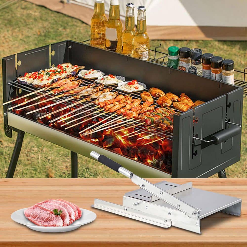 Manual Meat Slicer with 9.5 in. Stainless Steel Blade, Frozen Meat Vegetables Deli Food Slicing Machine - Hercitys