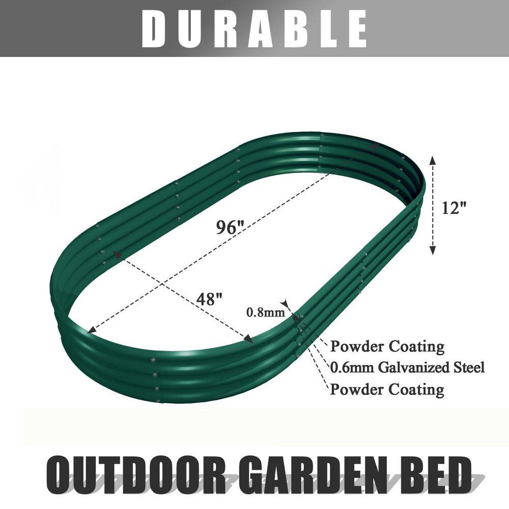 Green 96 in. x 48 in. x 12 in. Galvanized Raised Garden Bed Kit, Metal Planter Box for Vegetables Flowers Fruits 2 Pack - Hercitys