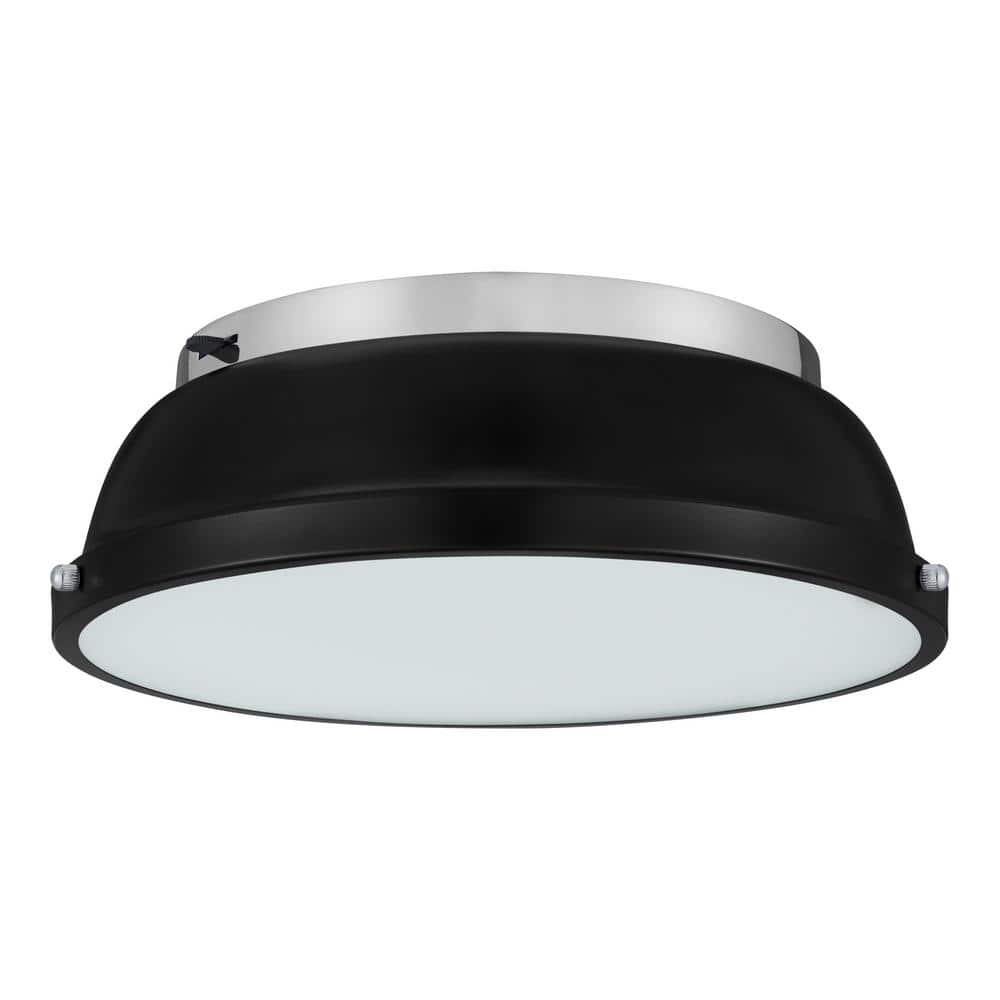 Taspen 14 in. Black and Chrome CCT Color Temperature Selectable LED Flush Mount Ceiling Light Fixture - Hercitys