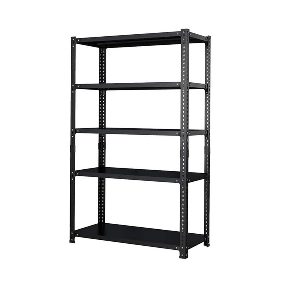 Black 71 in. H 5-Tier Heavy-Duty Metal Pantry Organizers with Adjustable Shelves - Hercitys