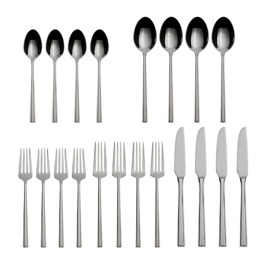 Diameter 20-Piece Silver 18/10-Stainless Steel Flatware Set (Service For 4) - Hercitys