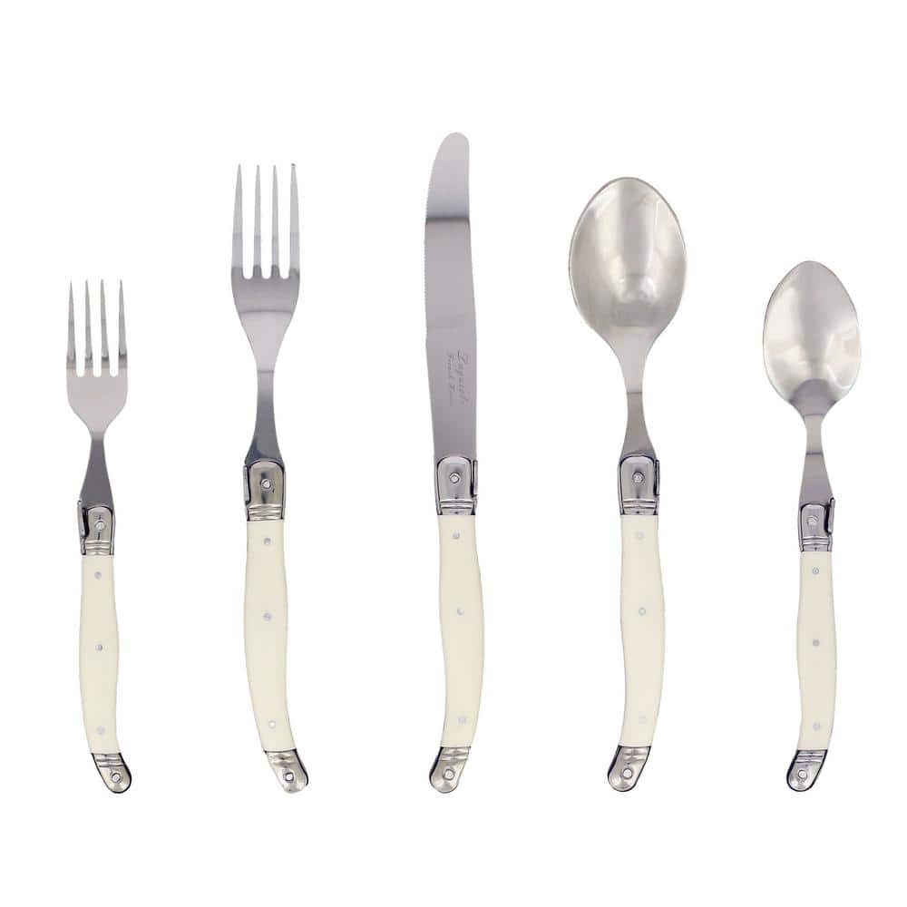 Laguiole 20-Piece Stainless Steel/Faux Ivory Flatware Set (Service for 4) - Hercitys