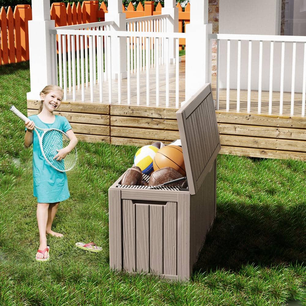 80 Gal. Durable Resin Outdoor Storage and Organization Deck Box Ideal For Garden Patio Furniture - Hercitys