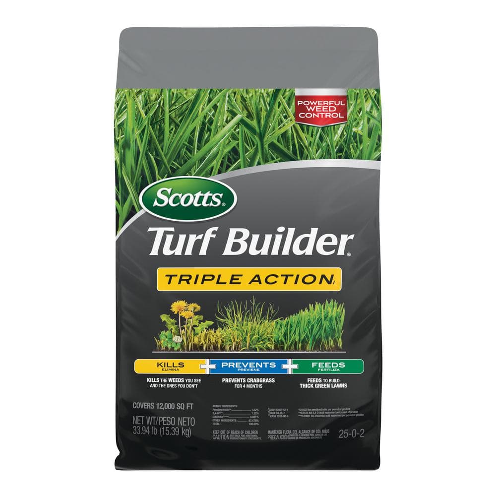 Turf Builder Triple Action1, 33.94 lbs. 12,000 sq. ft. Lawn Fertilizer, Weed Killer, Crabgrass Preventer - Hercitys