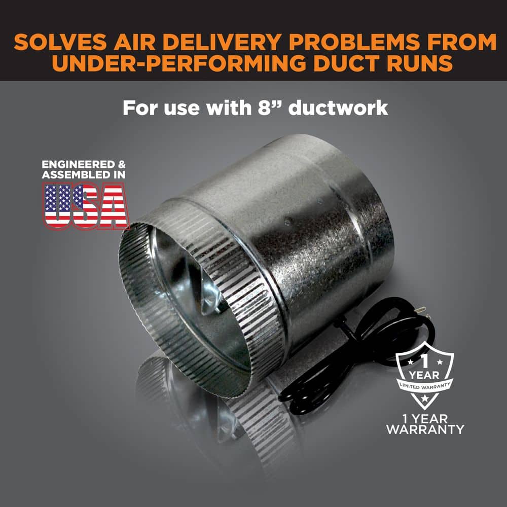 Inductor 8 in. Corded In-Line Duct Fan - Hercitys