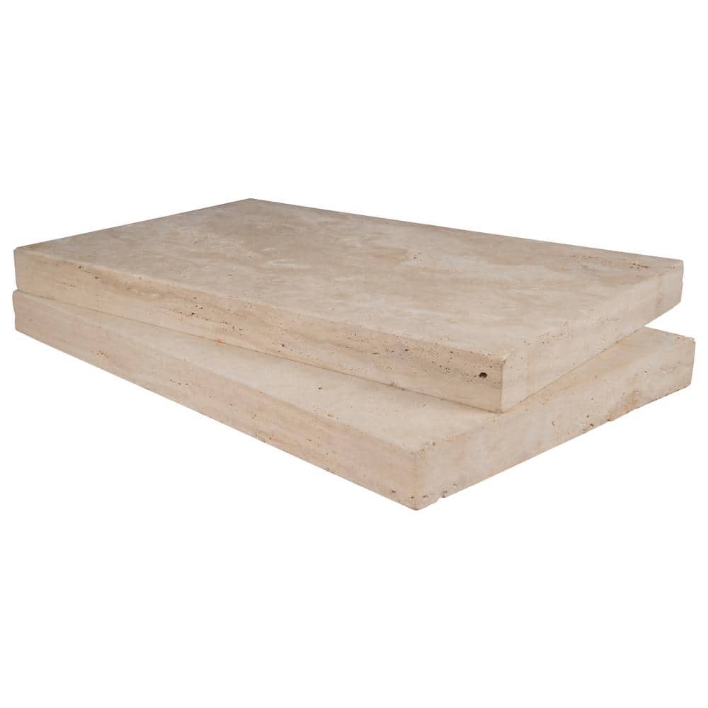 Tuscany Beige 5 cm x 16 in. x 24 in. Brushed Travertine Pool Coping (2.67 sq. ft.) - Hercitys