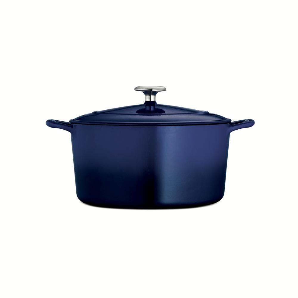 Gourmet 6.5 qt. Round Enameled Cast Iron Dutch Oven in Gradated Cobalt with Lid - Hercitys