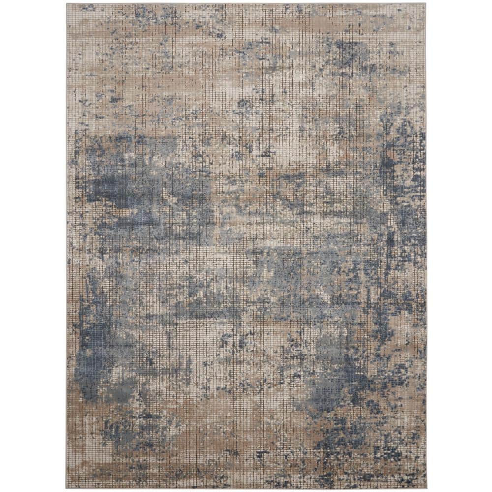 Concerto Blue/Beige 9 ft. x 12 ft. Abstract Modern Area Rug - Hercitys