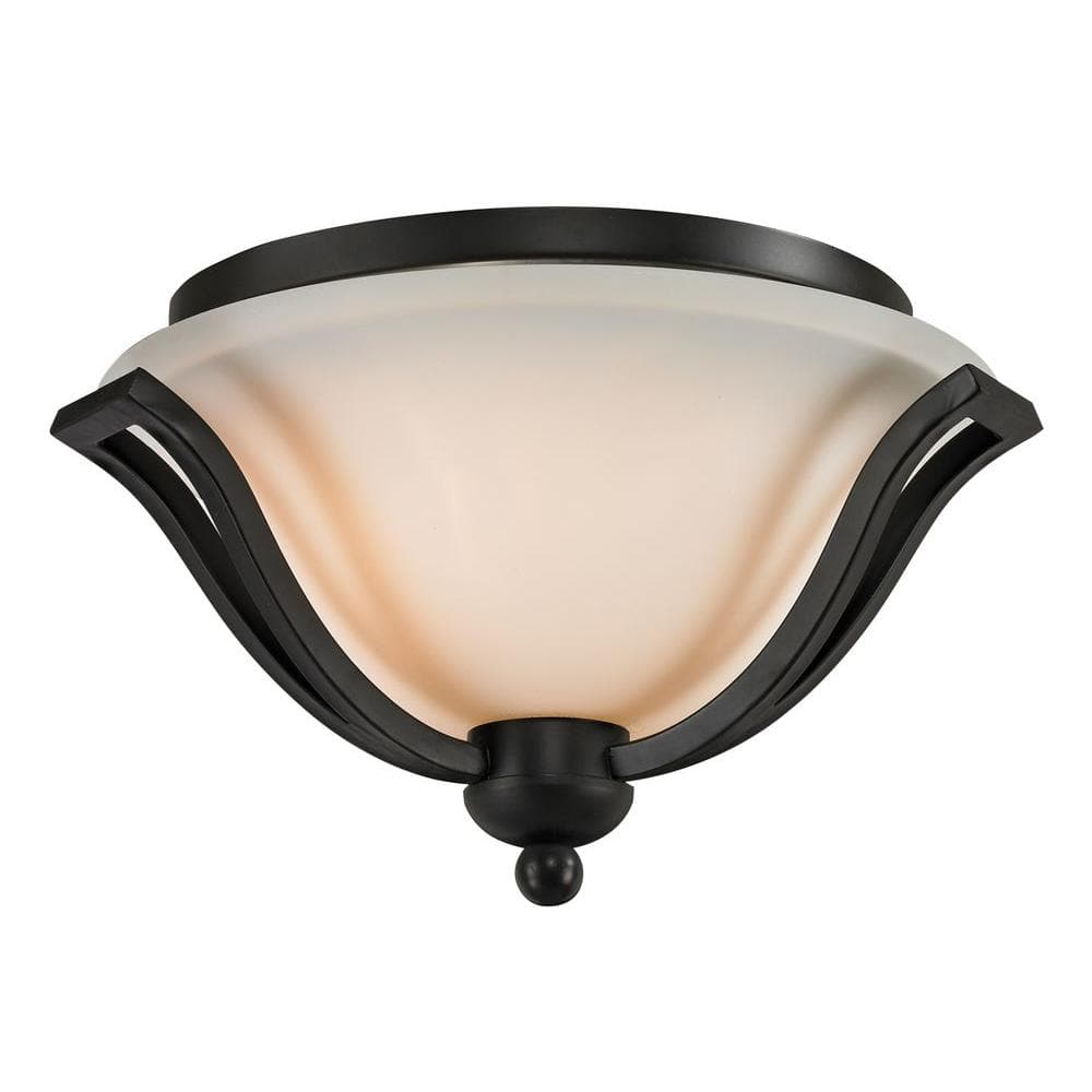 Lawrence 2-Light Matte Black Incandescent Ceiling Flush Mount - Hercitys