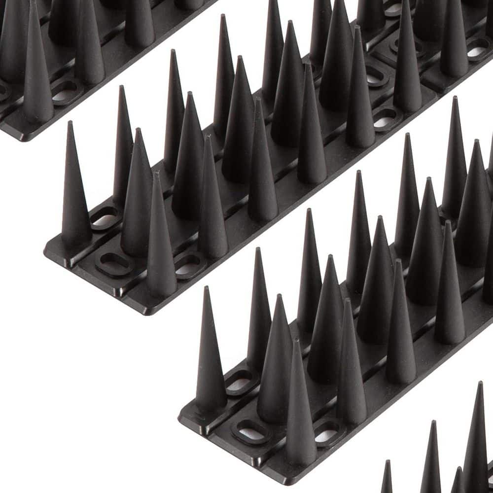 Plastic Bird Spikes, 12. 5 in. Base, Covers 22 ft. Black - Hercitys