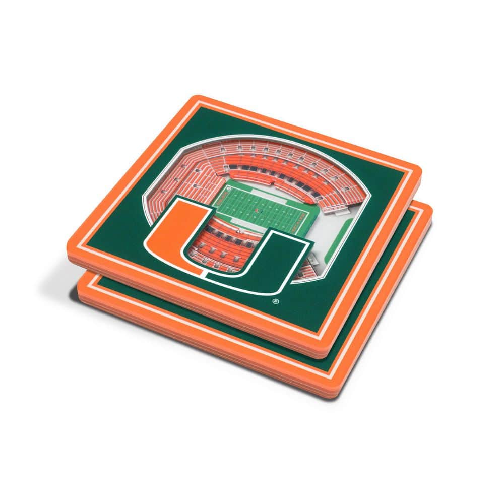 NCAA Miami Hurricanes 3D Stadium View Multi-Colored Coasters – Hard Rock Stadium - Hercitys