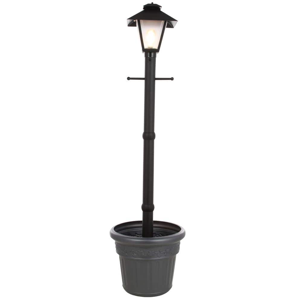 Cape Cod Plug-In Outdoor Black Post Lantern with Planter - Hercitys