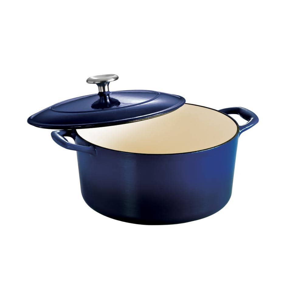 Gourmet 5.5 qt. Round Enameled Cast Iron Dutch Oven in Gradated Cobalt with Lid - Hercitys