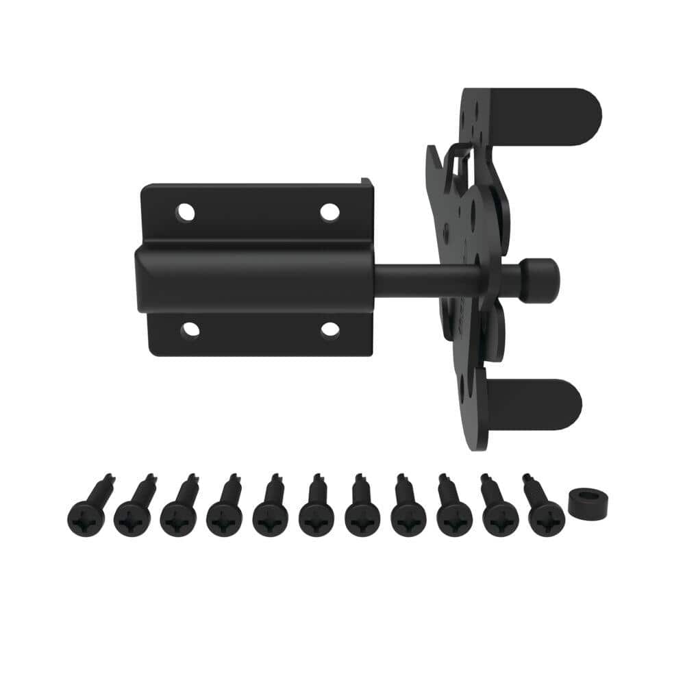 7.75 in. x 4 in. Heavy-Duty Black Stainless Steel Fence Gate Latch - Hercitys