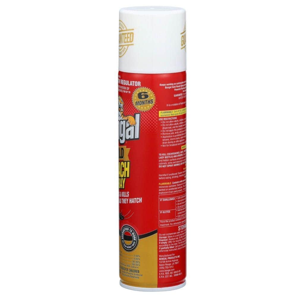 Gold Roach Spray, Odorless Insect Killer, Indoor, Dry Aerosol Spray with Insect Growth Regulator, 9 oz. Aerosol Can - Hercitys