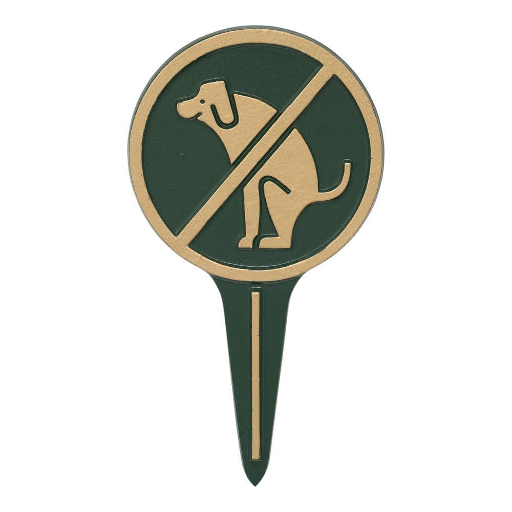 Pet Owner Courtesy Small Round No Dog Poop Round Cast Aluminum Yard Sign - Hercitys