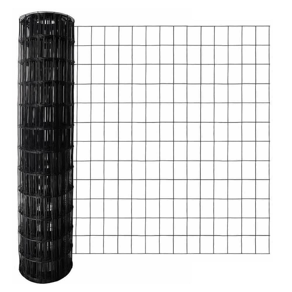 Black PVC Coated Welded Wire Fence 36 in. x 50 ft. 2 in. x 3 in. Mesh 16GA Garden Border Fencing Roll - Hercitys