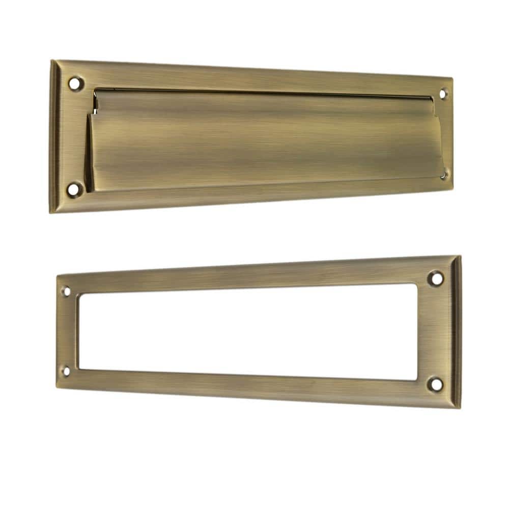 Antique Brass Solid Brass Magazine Mail Slot Set - Hercitys
