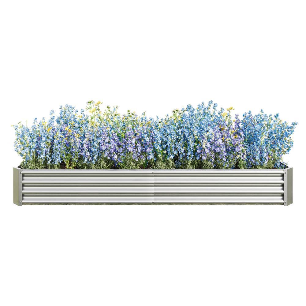 Raised Garden Bed Kit – Metal Raised Bed Garden 7.6 ft. x 3.7 ft. x 0.98 ft. for Flower Planters, Vegetables Herb Silver - Hercitys
