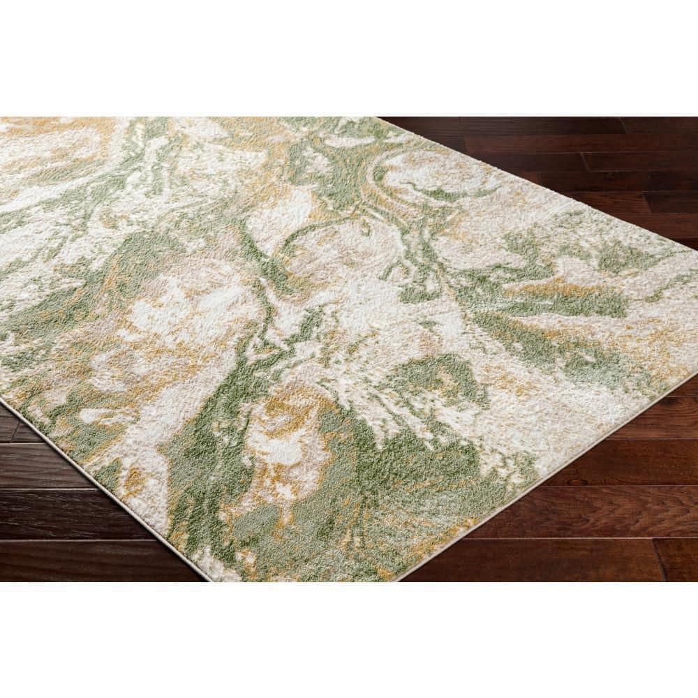 San Francisco Green Abstract 5 ft. x 7 ft. Indoor Area Rug - Hercitys