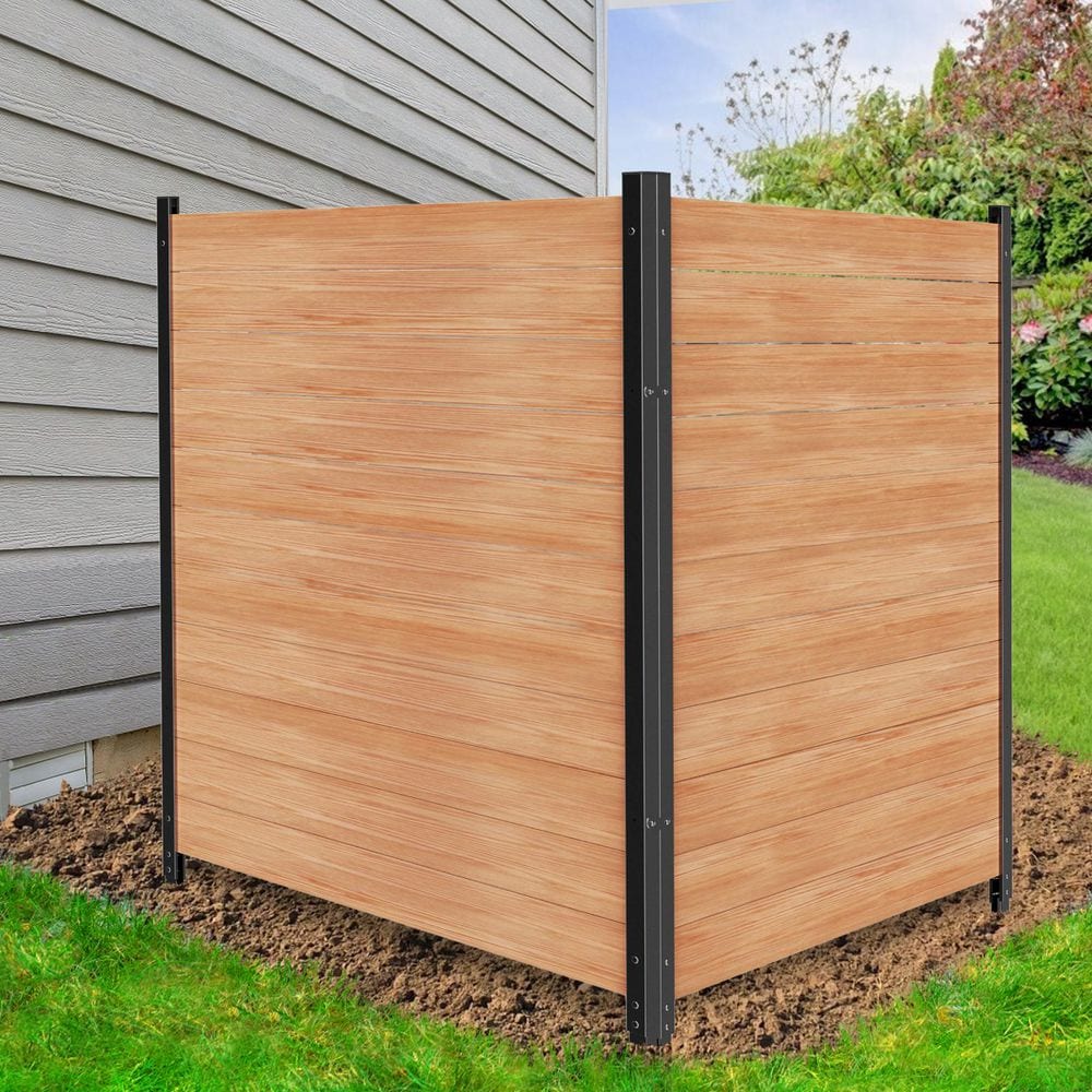 Outdoor Privacy Fence Panels 36 in. W x 44 in. H Air Conditioner Fence Wood Privacy Screen with Metal Stakes, 2-Panel - Hercitys