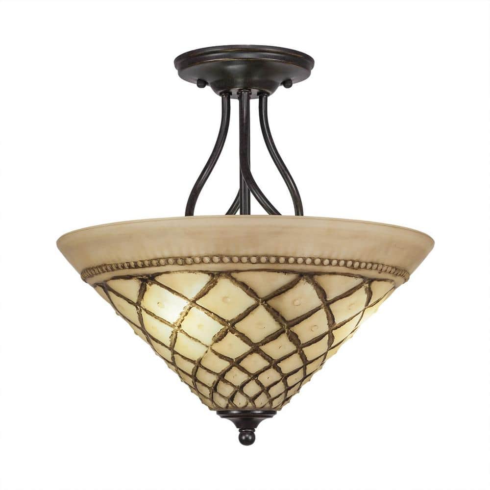 Royale 16 in. Dark Granite Semi-Flush with Chocolate Icing Shade - Hercitys