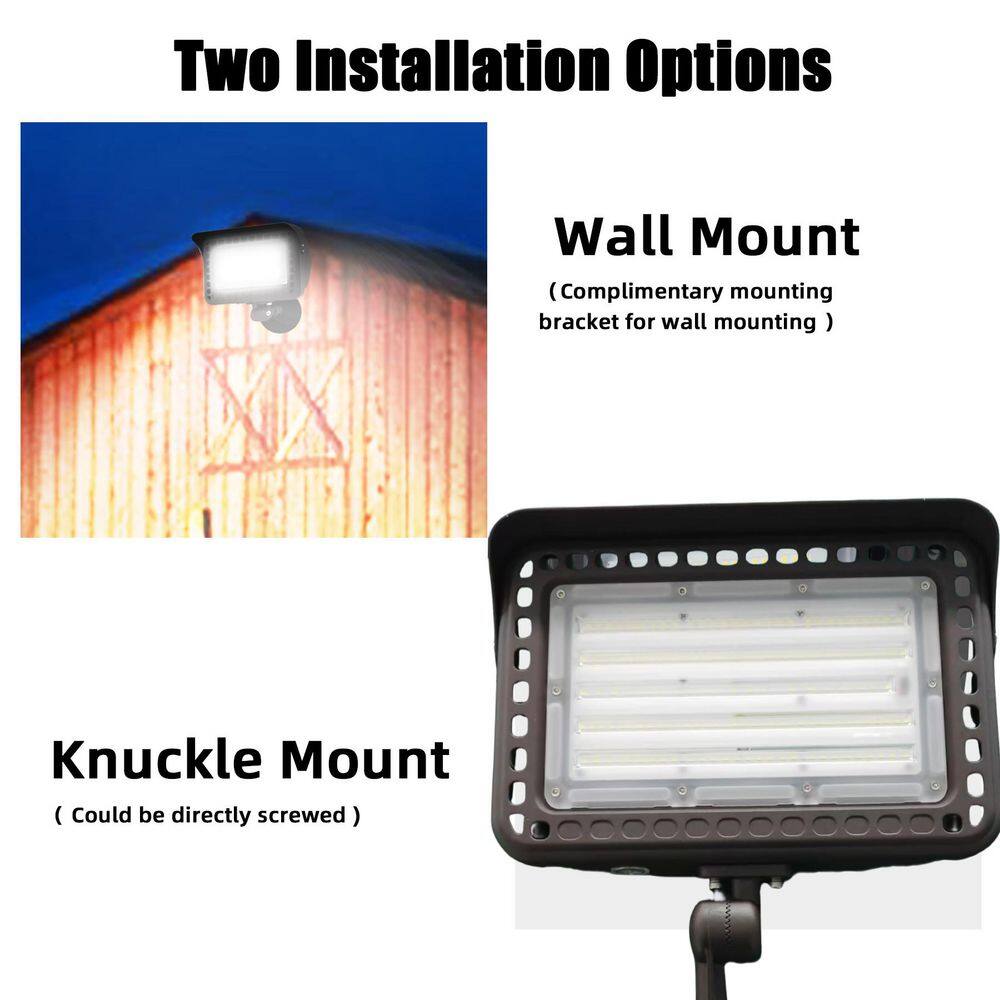 600 Watt Equivalent 18000 Max Lumens Outdoor Integrated LED Large Flood Light,Bronze Finish,5000K Daylight,Dusk to Dawn - Hercitys