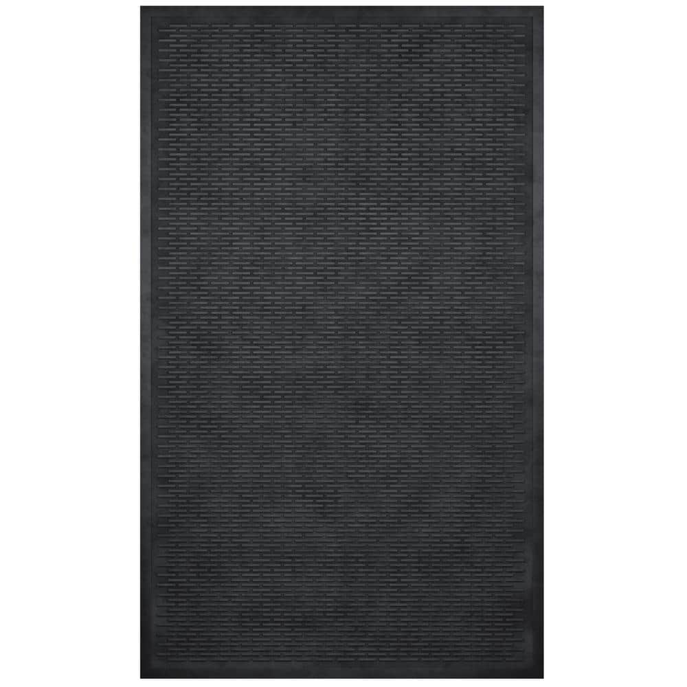 Easy clean, Waterproof Non-Slip 3×5 Indoor/Outdoor Rubber Doormat, 35 in. x 60 in., Black - Hercitys