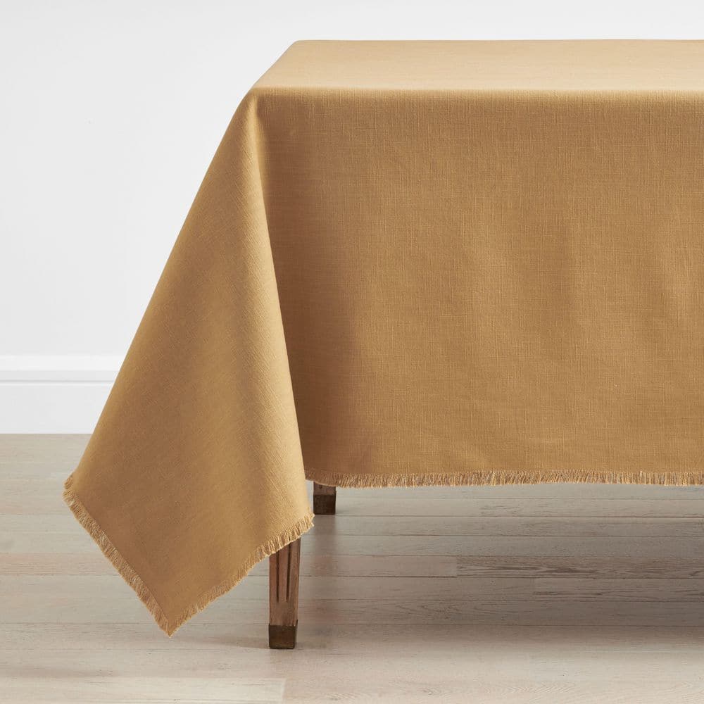 Company Cotton Solid Fringe 70 in. W x 90 in. L Amber Tablecloth - Hercitys