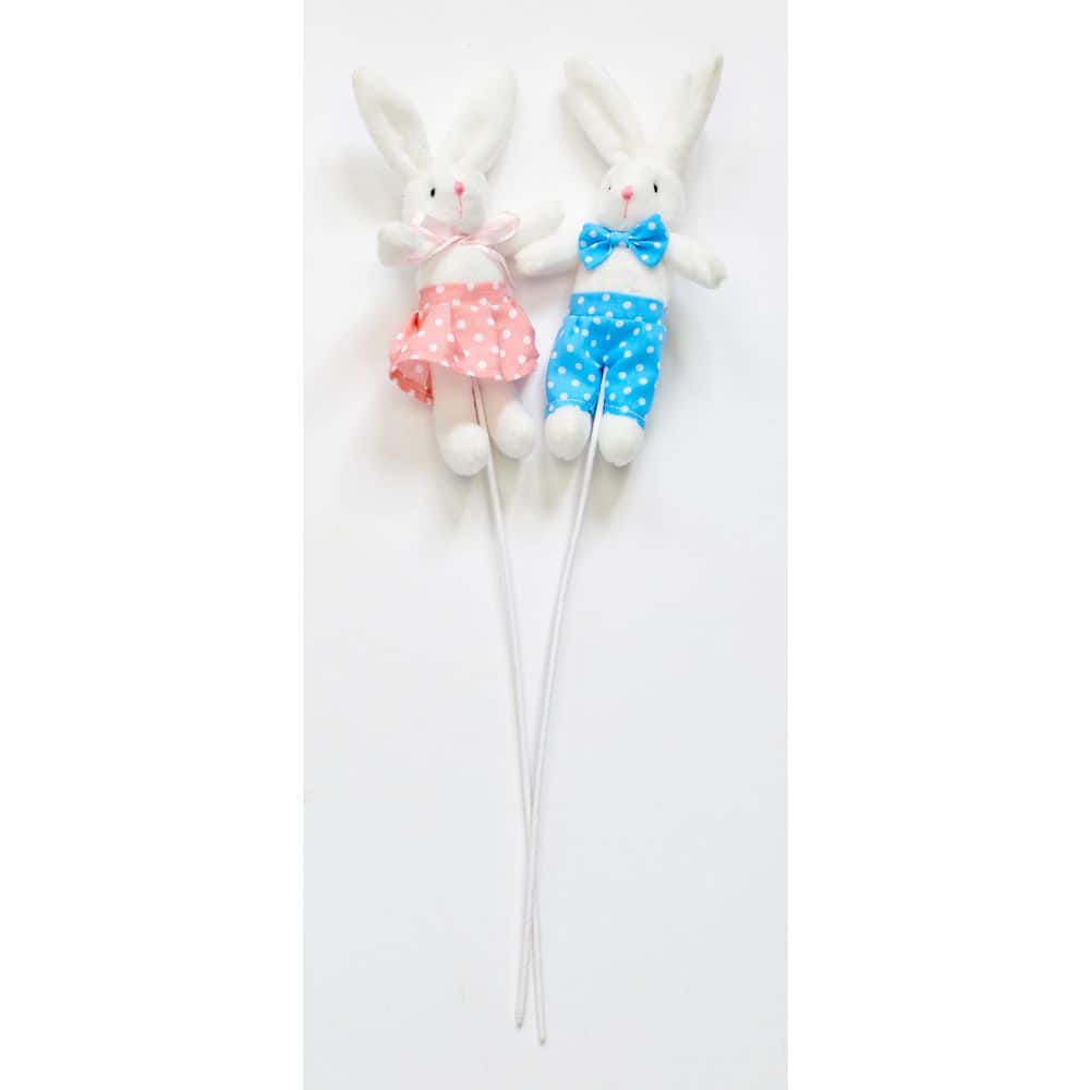 7 in. Bunny on 10 in. Stem, Set of 6 - Hercitys