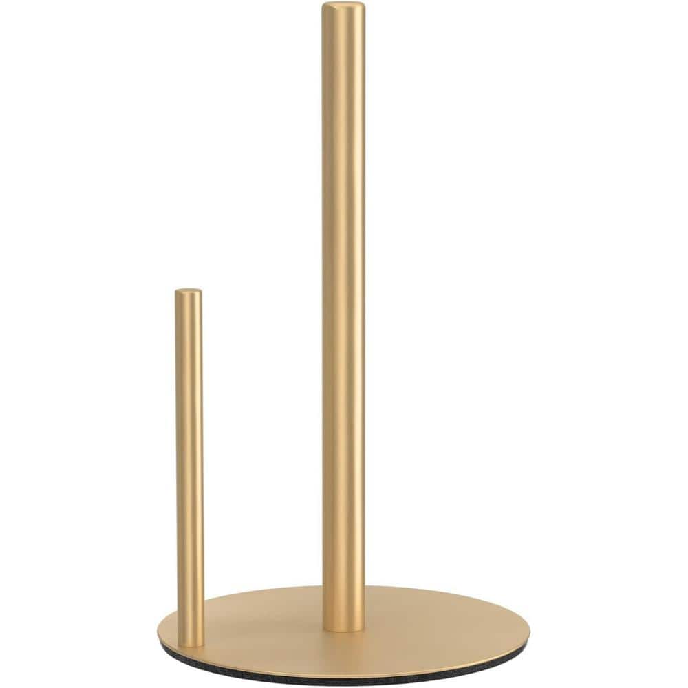 Stainless Steel Paper Towel Holder for Kitchen Roll Organize for Countertop with Weighted Base in Gold - Hercitys